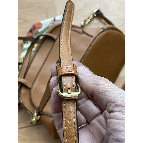 Steve Madden Brown Mini Dome Satchel Crossbody Bag w/ Floral Scarf - Picture 11 of 13